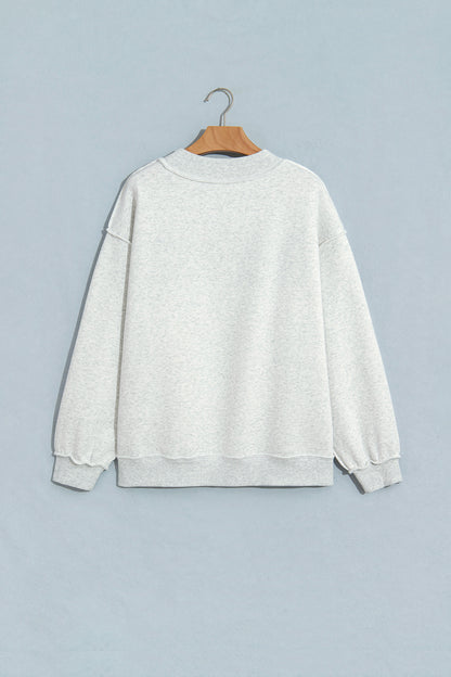 Light Grey Reversible Christian Faith Print Mock Neck Pullover Sweatshirt