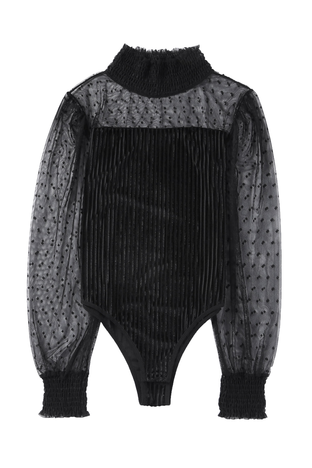 Body en velours côtelé à manches longues et pois transparents