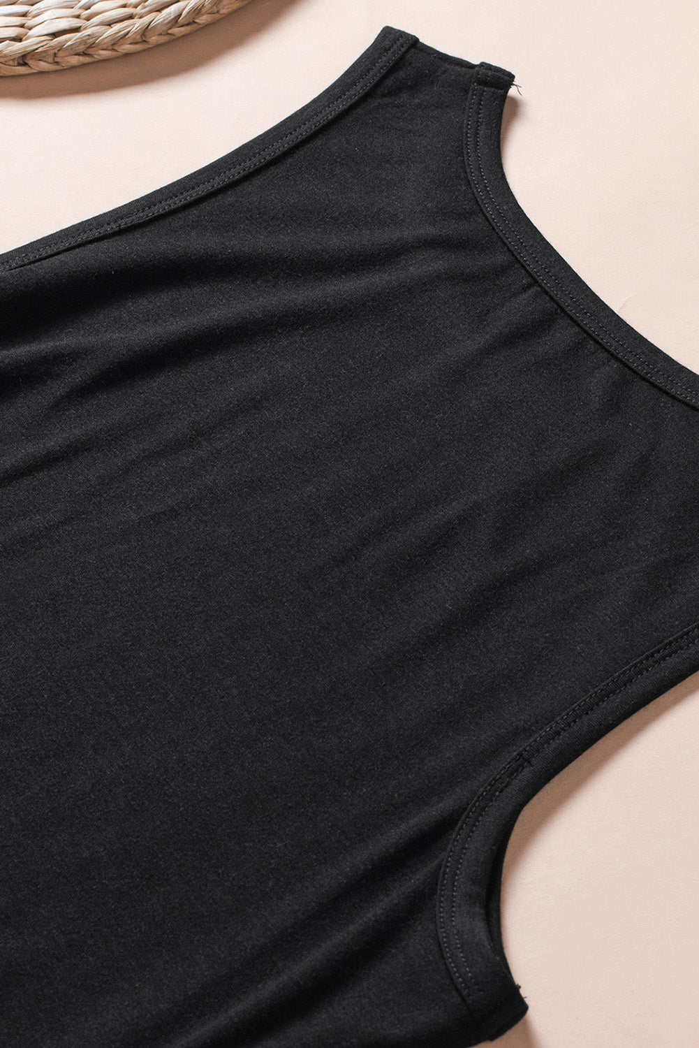 Minivestido sin mangas con cuello redondo y dobladillo arqueado fruncido