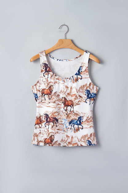 Brown Horse Hat Western Slim Tank Top