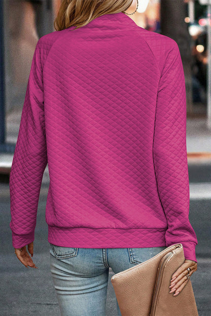 Sudadera con cuello alto y escote abotonado acolchado albaricoque
