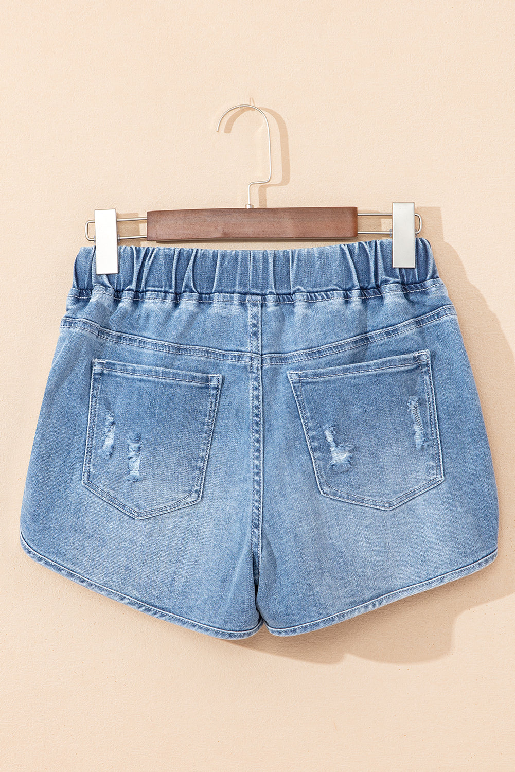 Short en jean vieilli taille haute avec cordon de serrage Myosotis