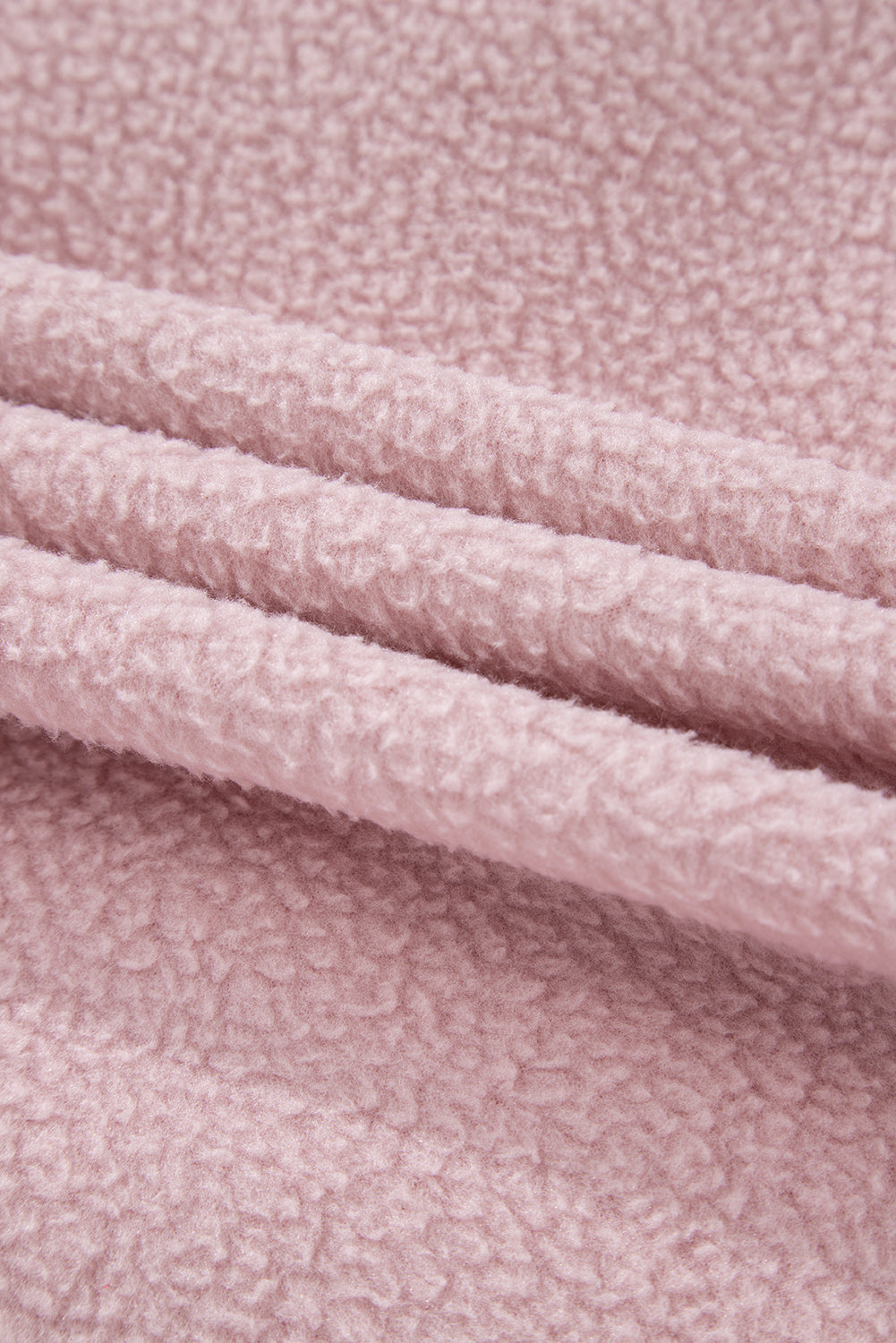 Fushia Stand Neck Half Button Zip Pocket Plush Sweatshirt