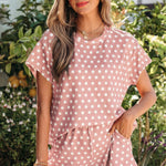 Pink Polka Dot Print Short Set