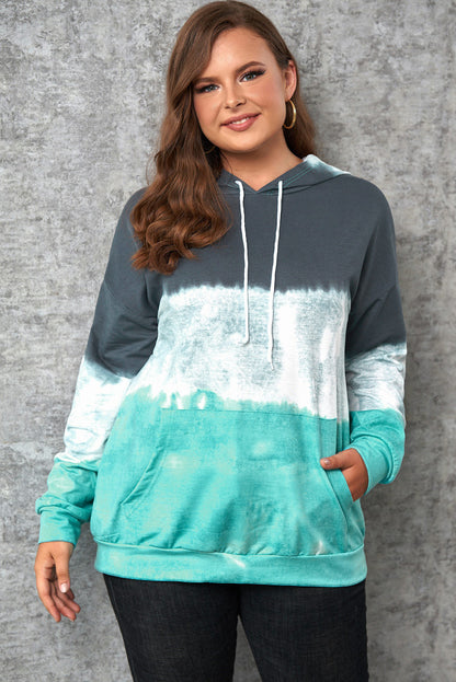 Sudadera con capucha de talla grande con bloques de color degradado azul