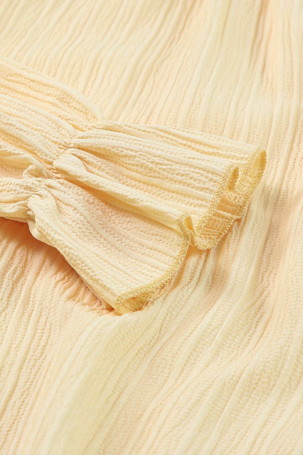 Blusa con volantes y cuello simulado con manga de burbuja ondulada verde 