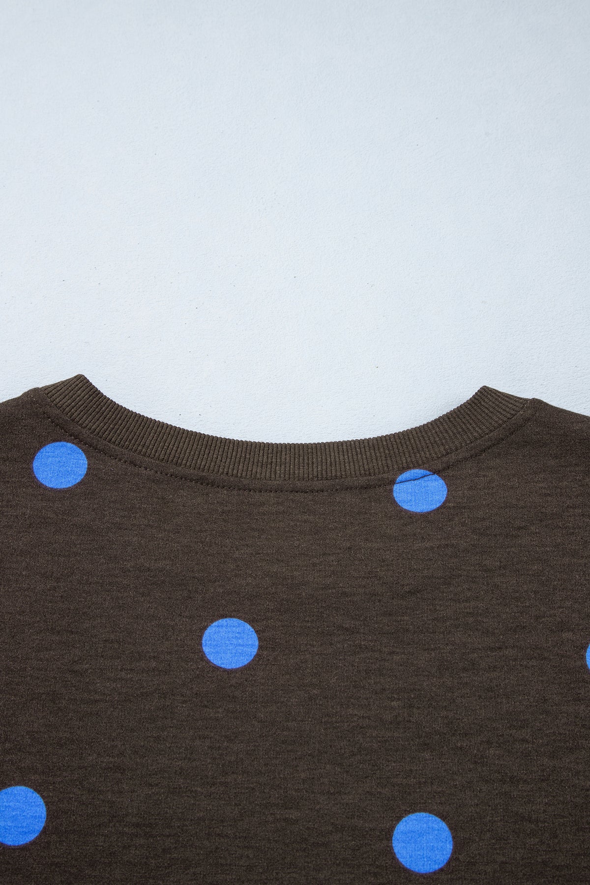 Brown Polka Dot Print Varsity Striped Detail Long Sleeve Top Short Set