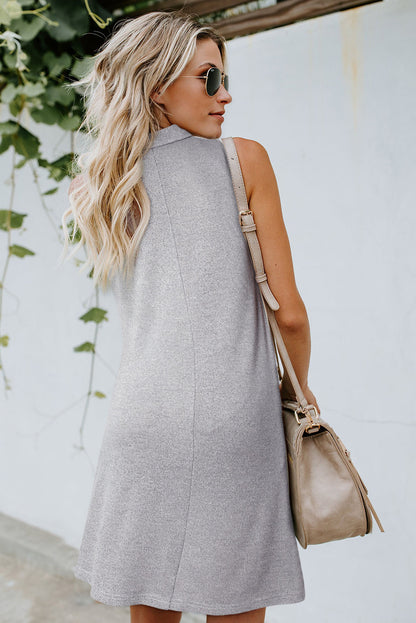 Button Collared Sleeveless Polo Dress