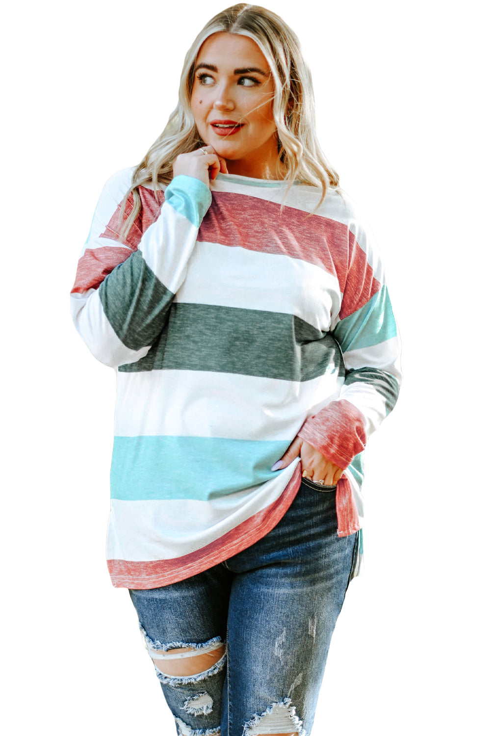 Top tipo jersey con bloques de color de talla grande