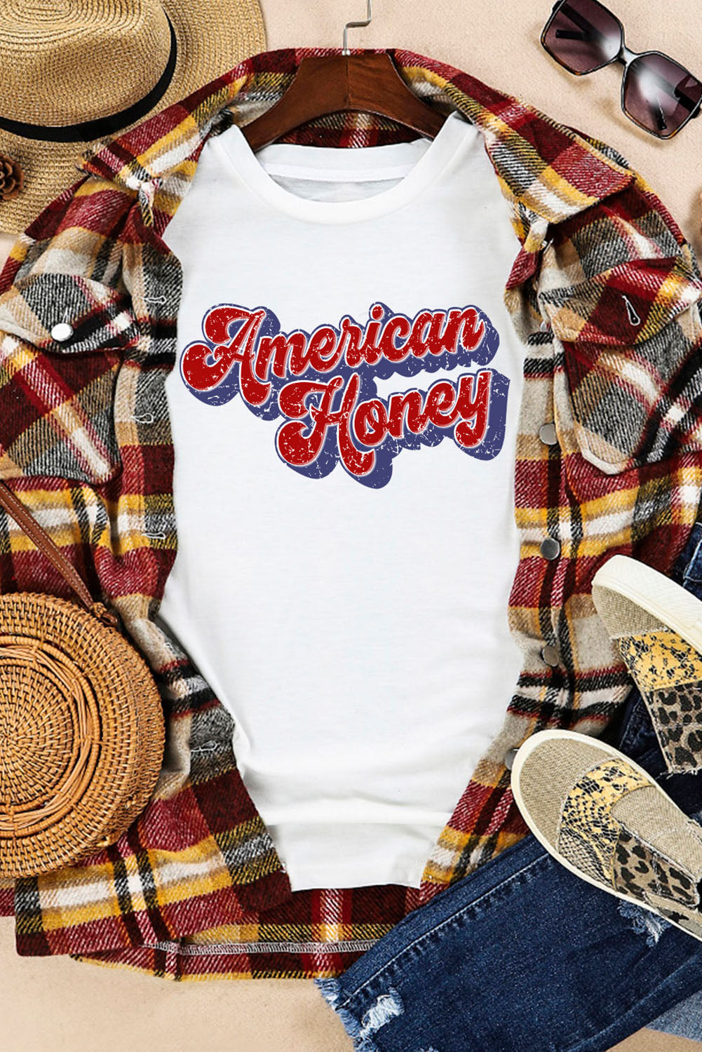 Haut à manches courtes graphique America Honey