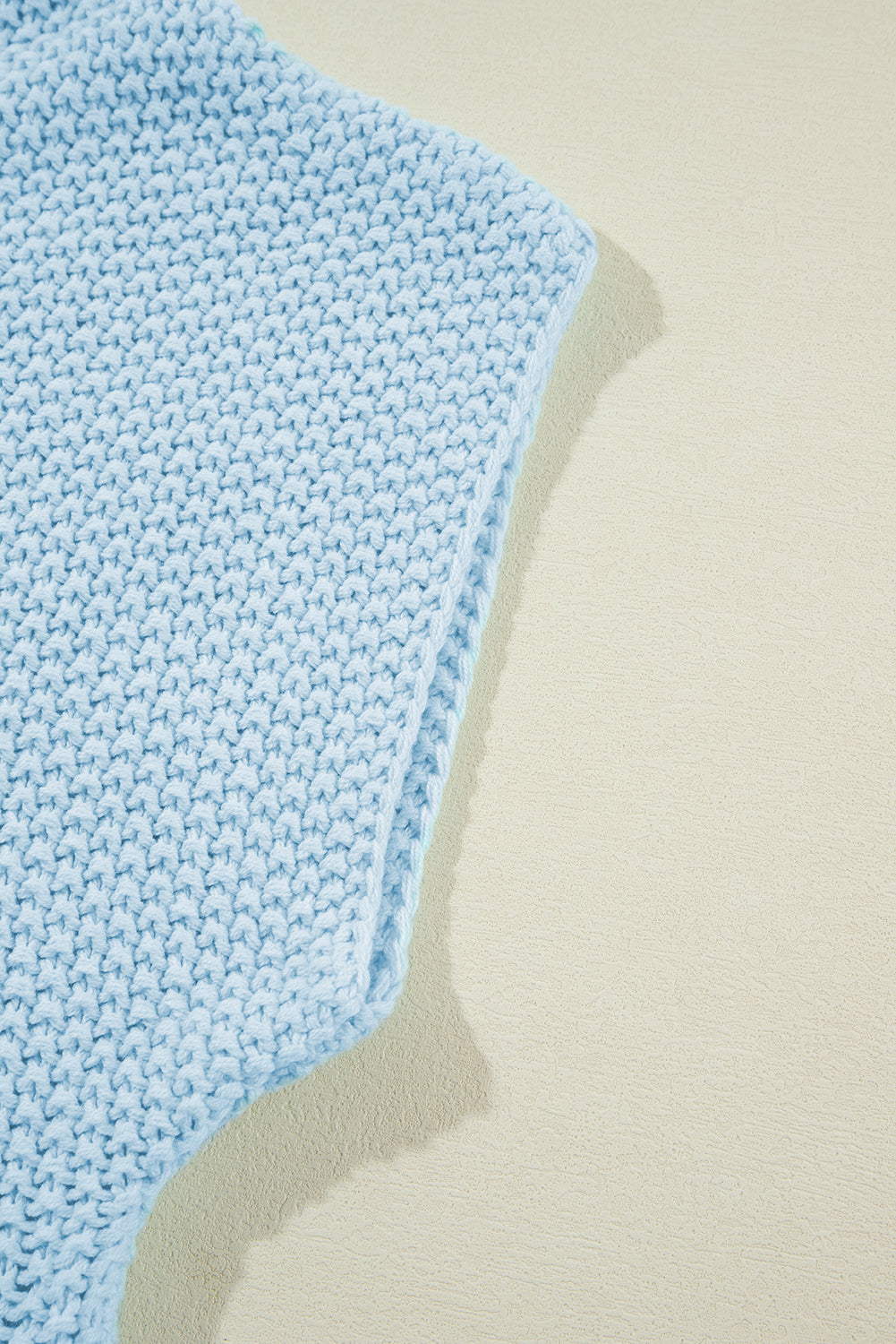 Iceland Blue High Neck Bat Short Sleeve Sweater