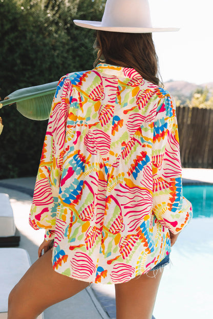 Chemise oversize orange à imprimé abstrait