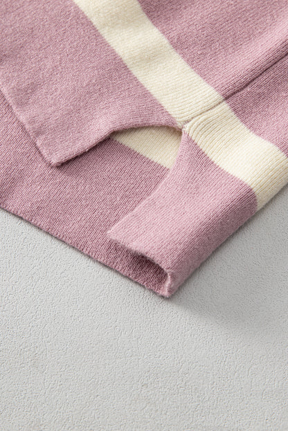 Pull oversize à rayures roses et blocs de couleurs