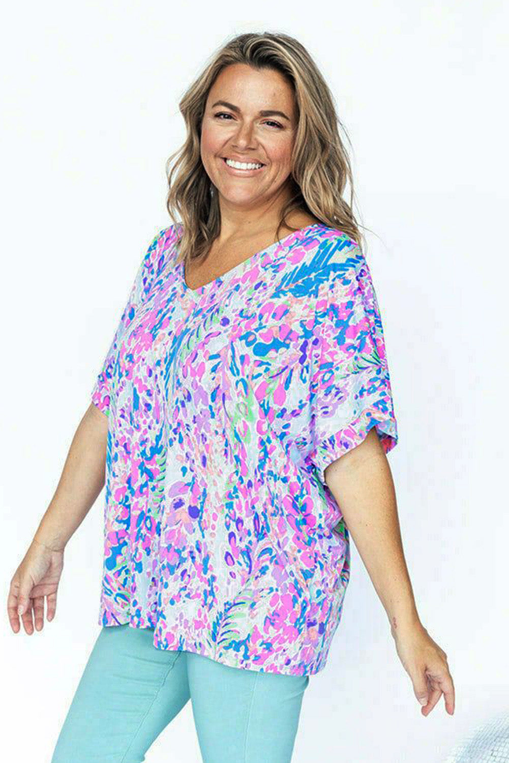 T-shirt ample à fleurs peintes 