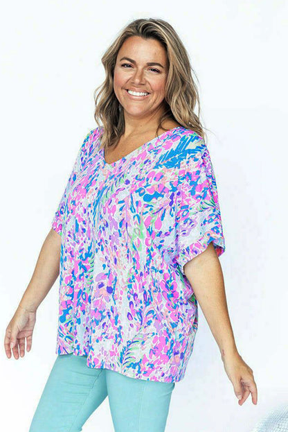 T-shirt ample à fleurs peintes 