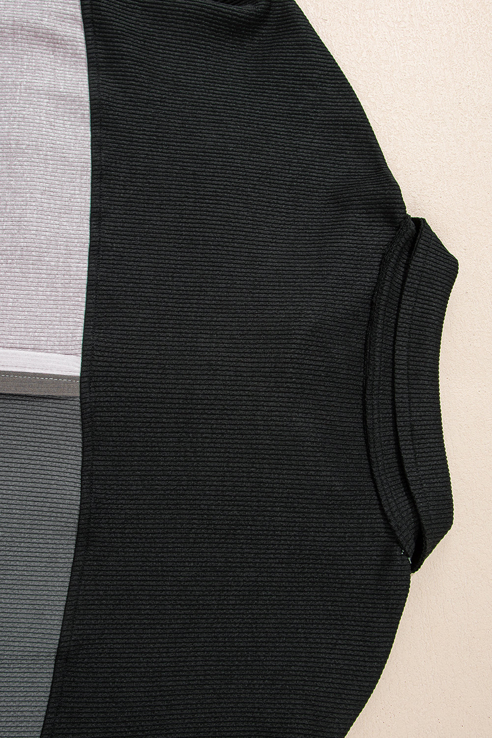 Sweat-shirt oversize à col côtelé et blocs de couleurs gris