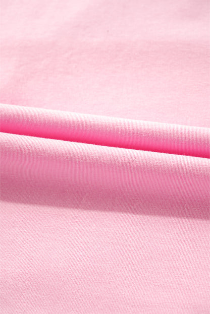 Pink Two Tone Half Buttons Collared T Shirt