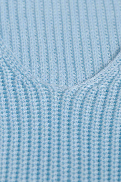 Suéter de punto acanalado con hombros descubiertos y cinturón cruzado sin espalda para mujer, informal, holgado, de manga larga, Color sólido, para invierno