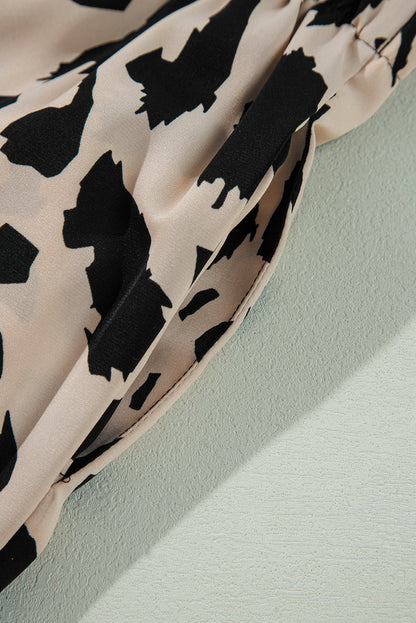 Pyjama deux pièces ample à bordure contrastée et motif guépard kaki