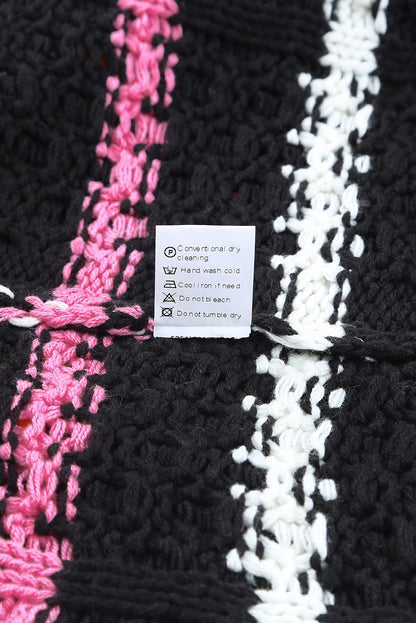 Suéter tipo jersey de punto texturizado con bloques de color a rayas 