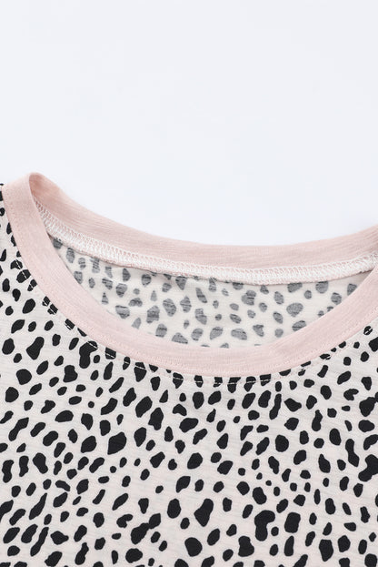 Cheetah Print O-neck Short Sleeve T Shirt