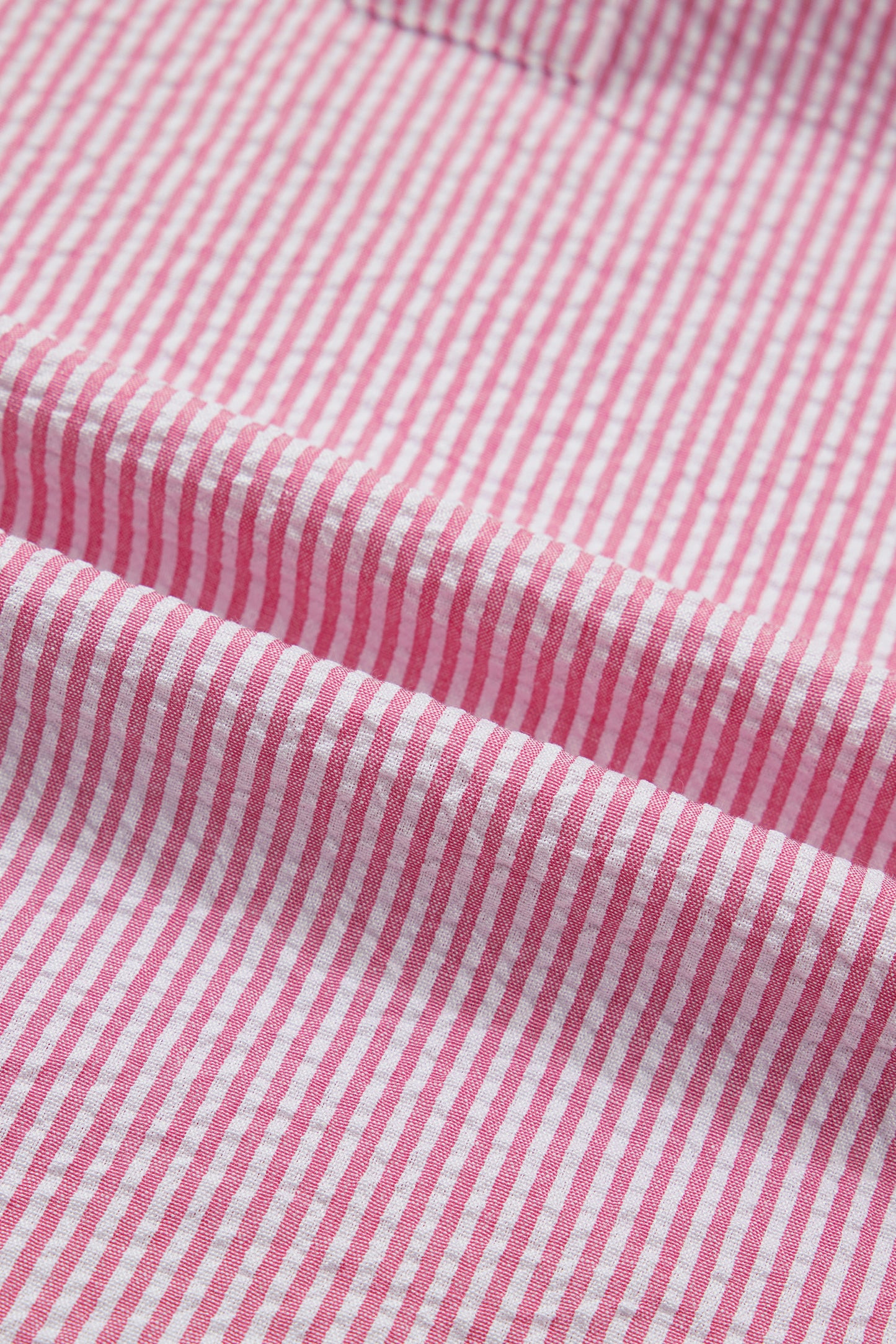 Rose Stripe Short Bubble Sleeve Split V Neck Blouse