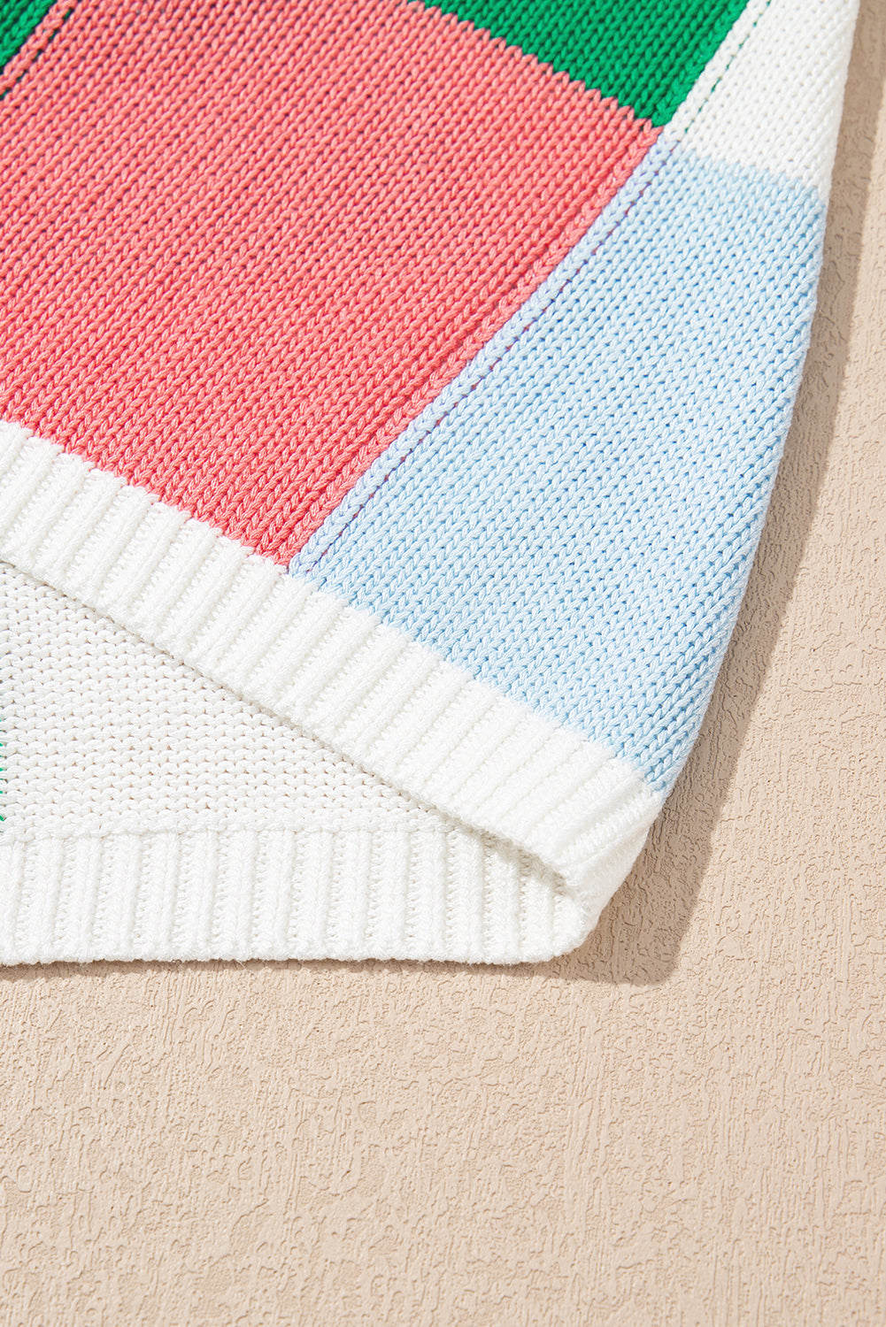 Pull à manches courtes et blocs de couleurs vert foncé