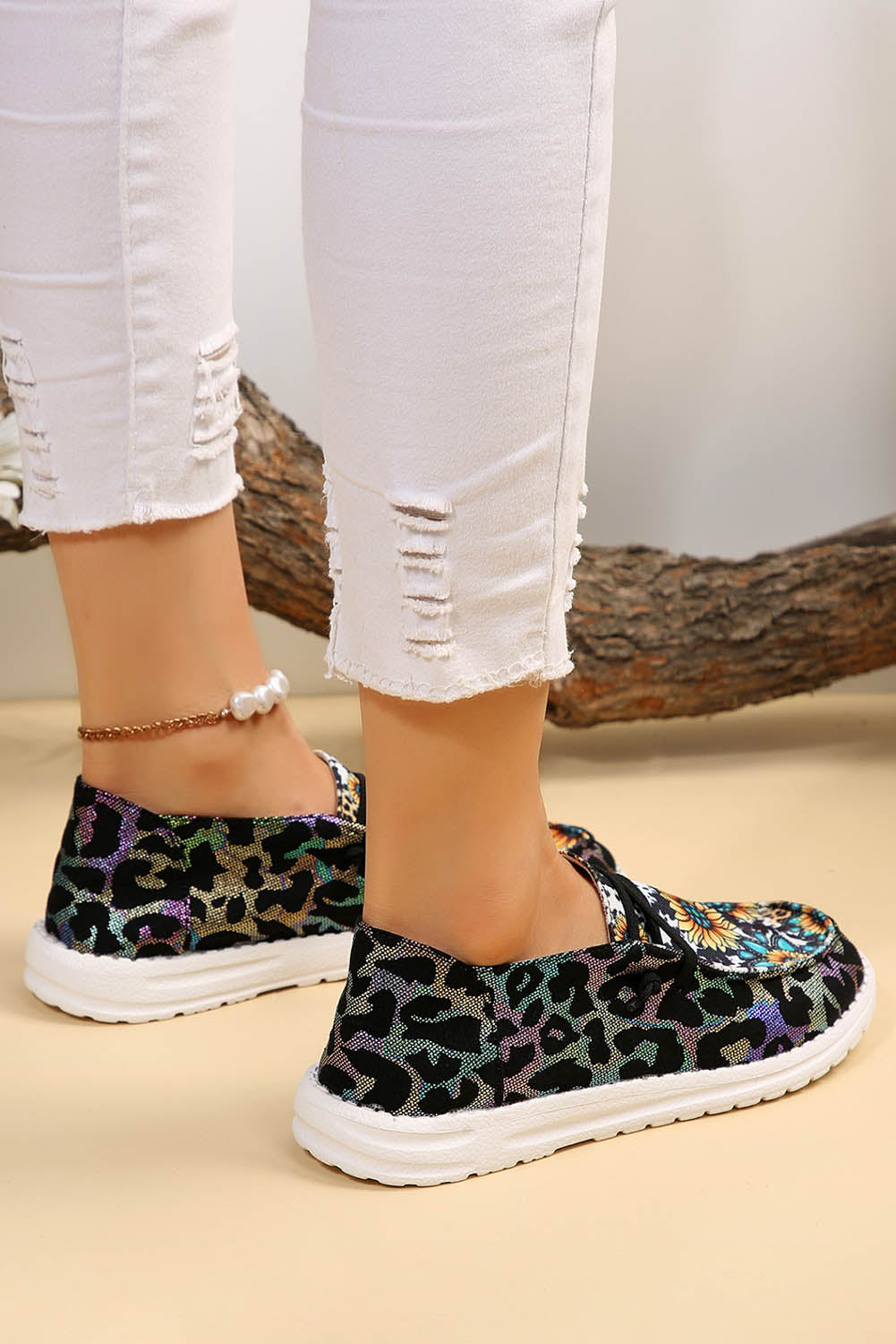 Western Cow Print Sunflower Shoes