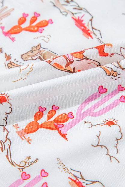 Ensemble de pyjama blanc à imprimé cowgirl country