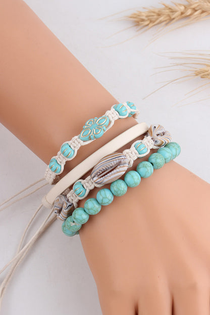 Ensemble de bracelets multicouches en coquillage turquoise occidental bleu clair