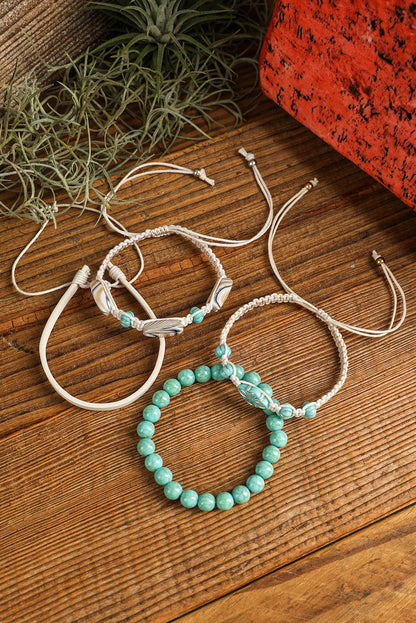 Ensemble de bracelets multicouches en coquillage turquoise occidental bleu clair