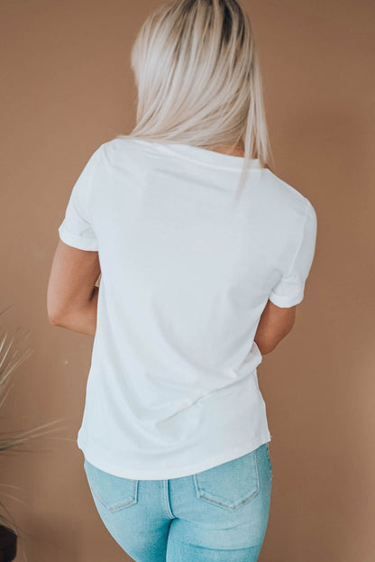 T-shirt graphique à col rond avec imprimé slogan