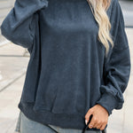 Sky Blue Drop Shoulder Crew Neck Pullover Sweatshirt