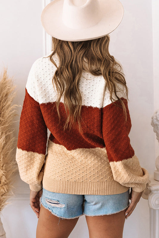 Suéter con bloques de color y textura geométrica 