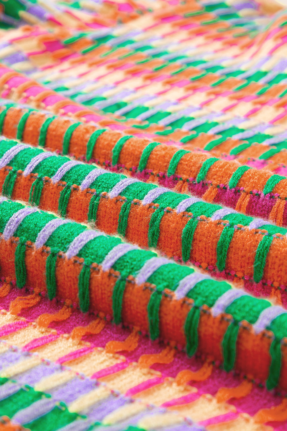 Pull en maille orange multicolore à manches flottantes