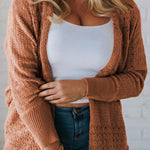 Redwood Burl Mixed Pattern Knitted Open Front Plus Cardigan