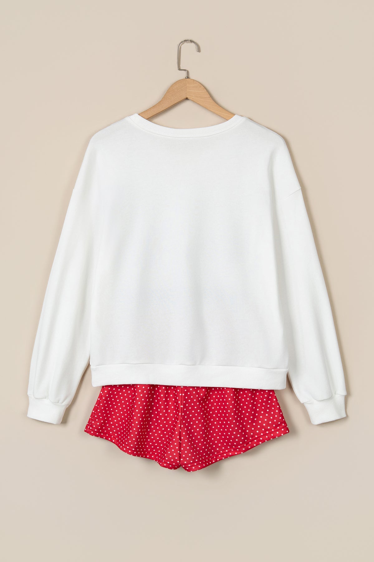 Red Plaid/ Polka Dot MERRY Holiday Long Sleeve Top and Shorts Set