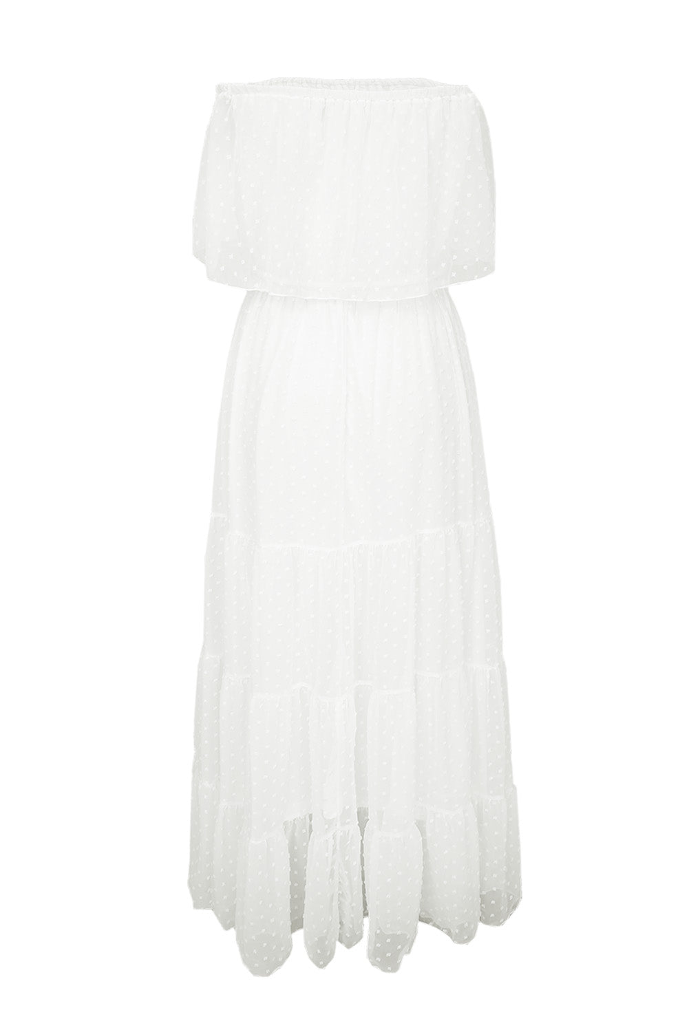 Yellow Yellow Off Shoulder Ruffle Swiss Dot Maxi Dress