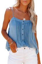 Pleated Buttons Denim Tank Top