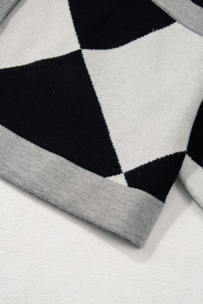 Cardigan ample boutonné à épaules tombantes et colorblock noir