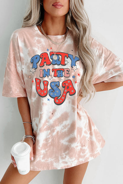 Tie-dye Round Neck Short Sleeve Top