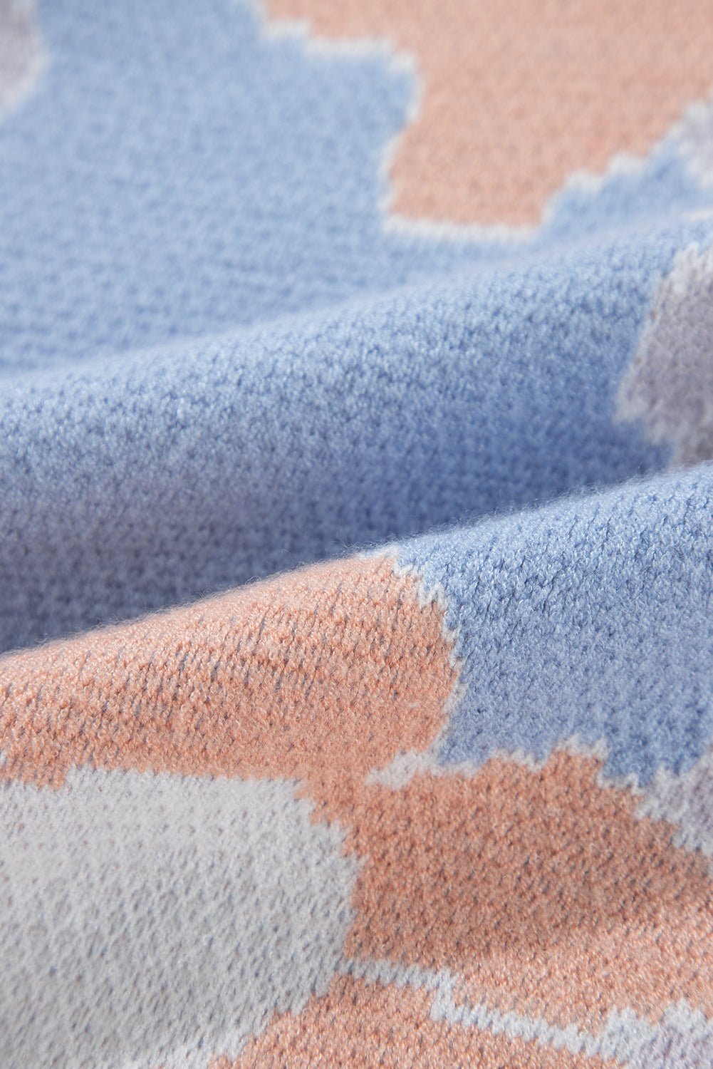 Pull tricoté à col rond et épaules tombantes à motif floral bleu Beau