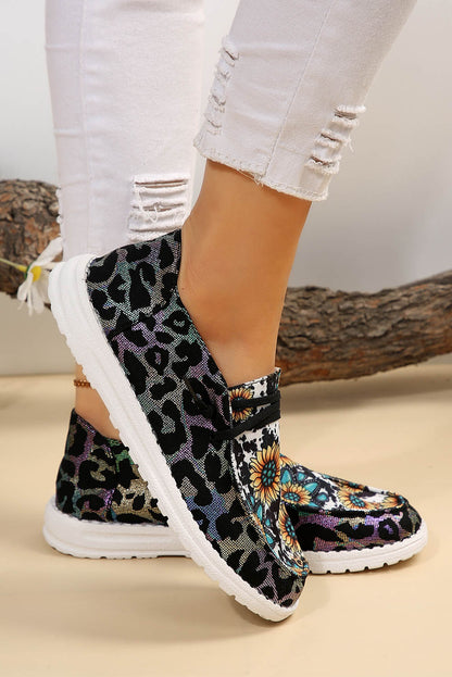 Western Cow Print Sunflower Shoes