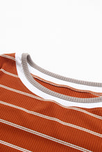 Extend Color Block Cuffs Rib Knit Striped Pullover