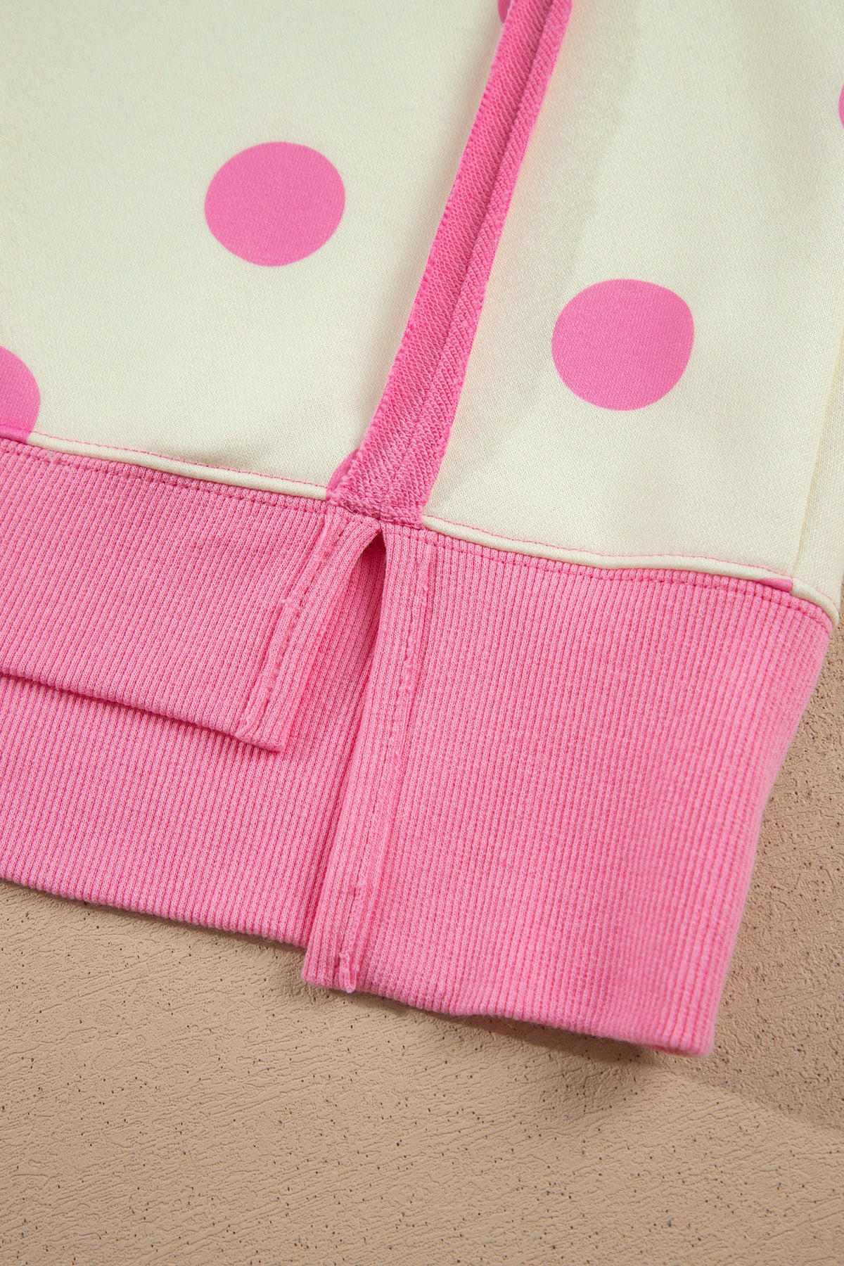Yellow Polka Dot Contrast Patchwork Round Neck Baggy Sweatshirt