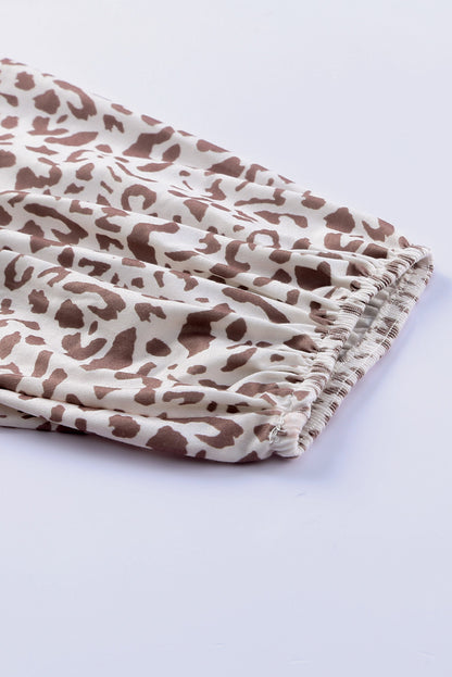 Haut en tricot gaufré à blocs de couleurs léopard