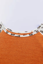 Leopard Colorblock Waffle Knit Top