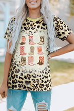 Leopard Cowgirl Boots Graphic Bleached Leopard T Shirt