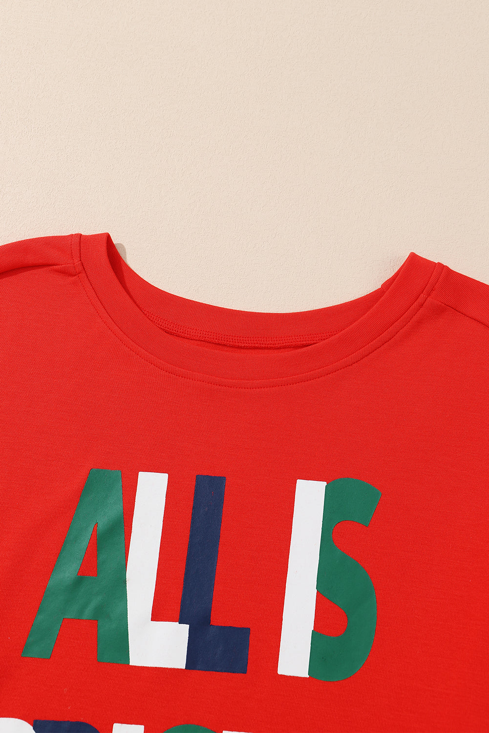 Multicolor ALL IS BRIGHT Graphic Christmas Plaid Pajamas Set