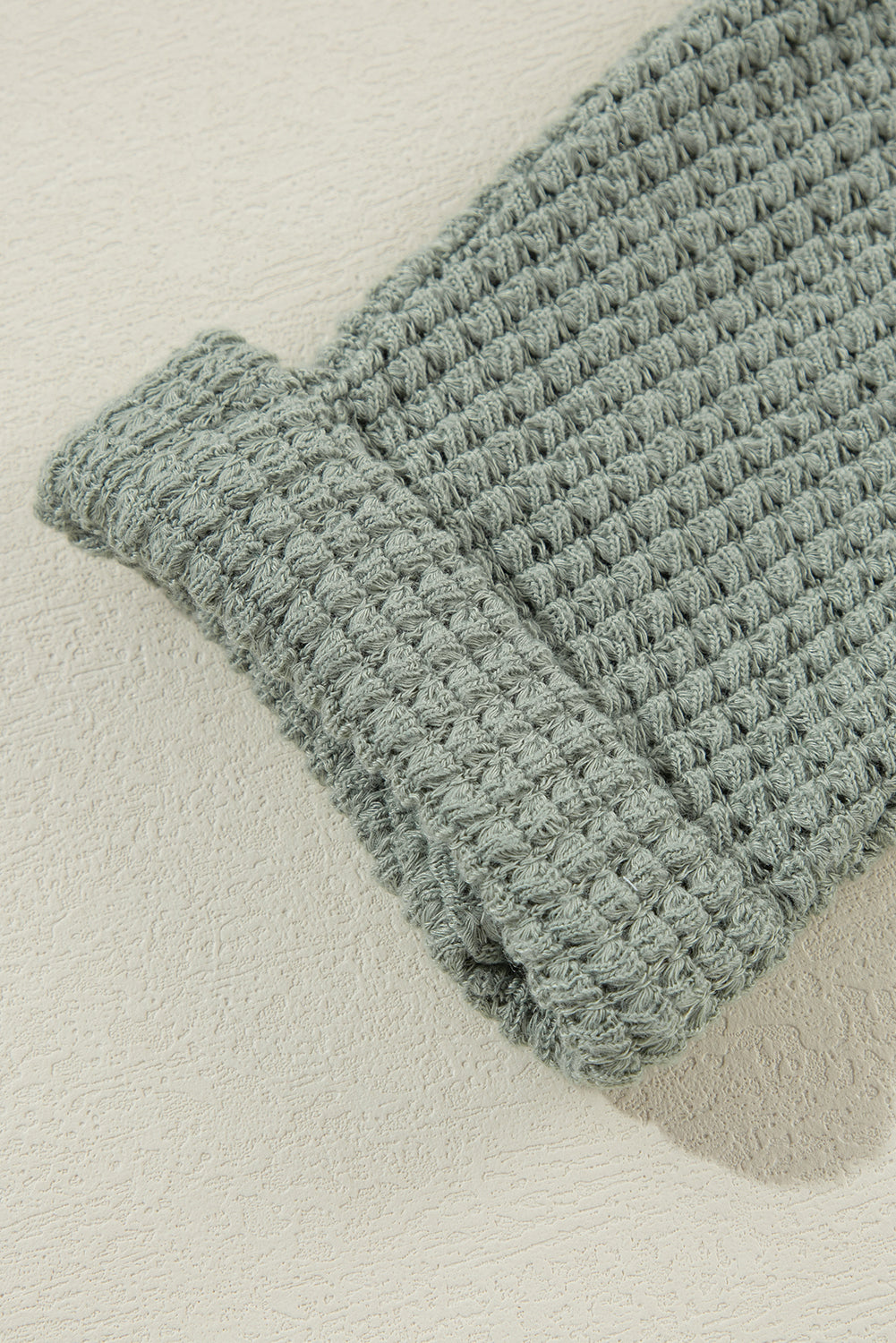 Cardigan ouvert en tricot gaufré vert laurier